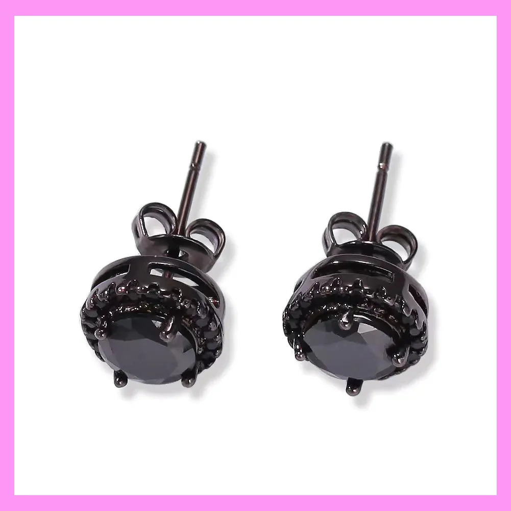 【6-01#】Black earring for female male party anniversary wedding annivesary