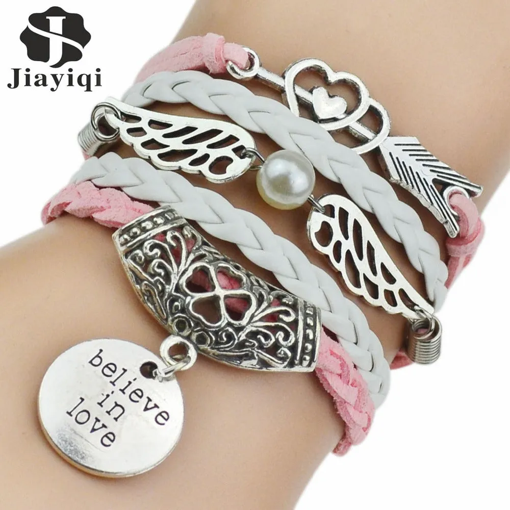 7 Colors 2017 New Fashion Leather Bracelets & Bangles Silver Owl Tree Love Bracelets for Women Men Hot Sale Fashion Jewelry