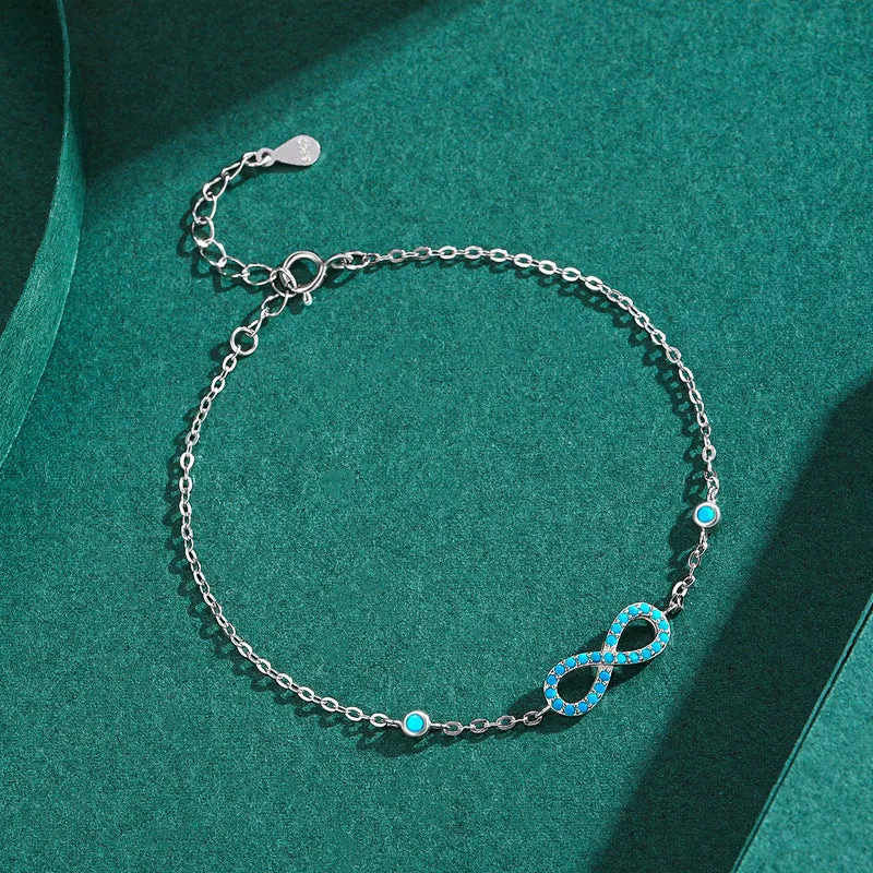 925 Silver Green Turquoise Elegant Love Bracelet