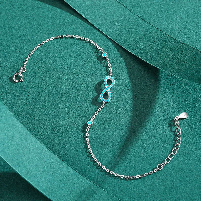 925 Silver Green Turquoise Elegant Love Bracelet