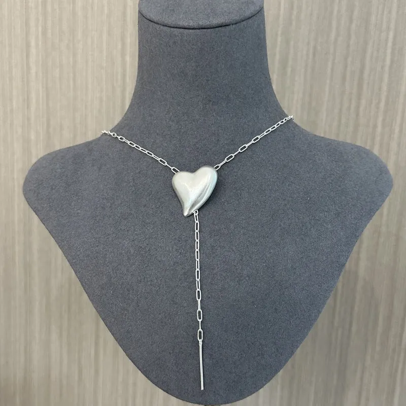 925 Sterling Silver Frosted Love Necklaces