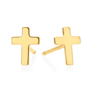 9ct Yellow Gold 6x4mm Cross Stud Earrings