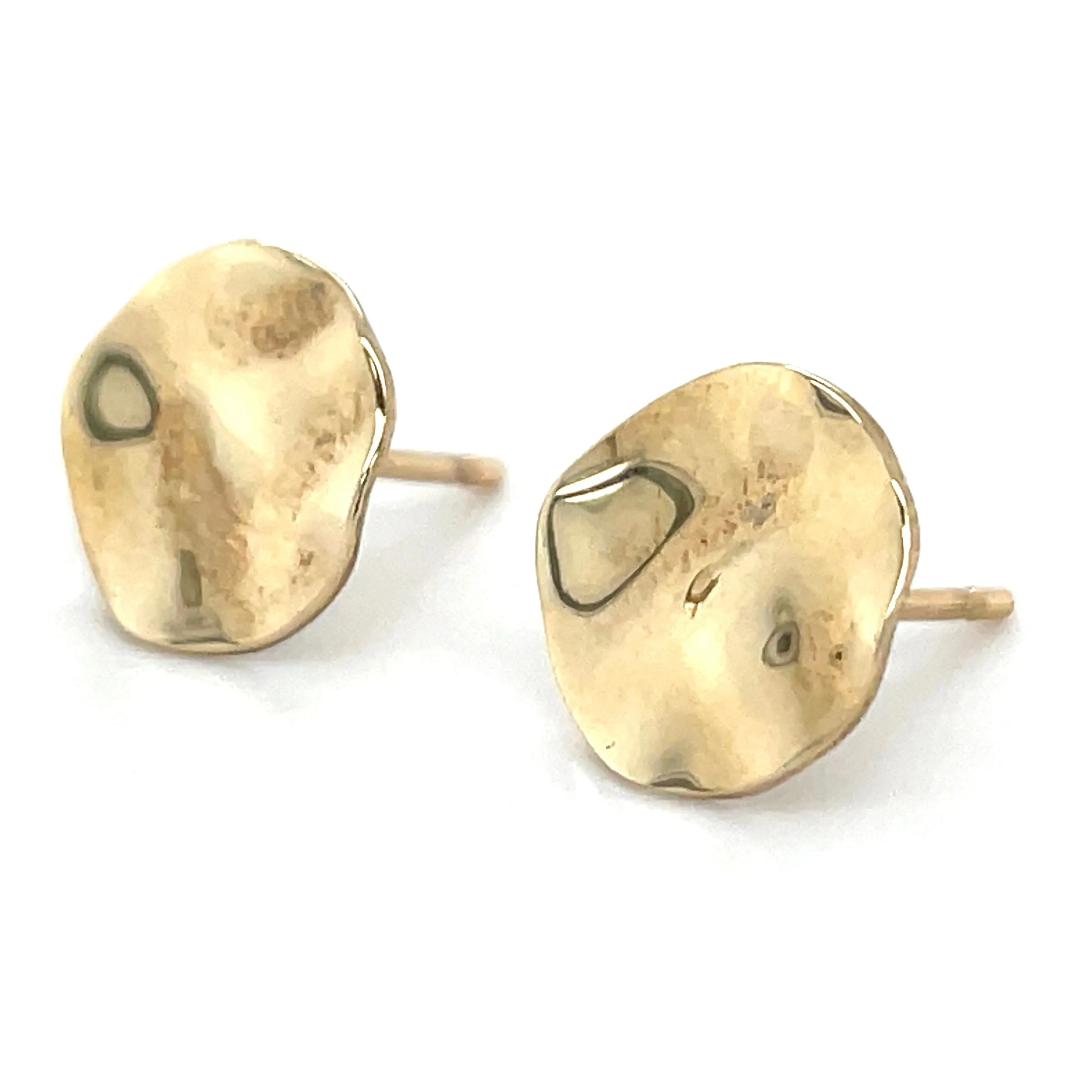 9ct Yellow Gold Textured Disc Stud Earrings