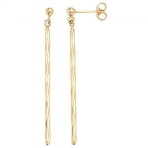 9ct Yellow Gold Twisted Bar Drop Earrings ES627