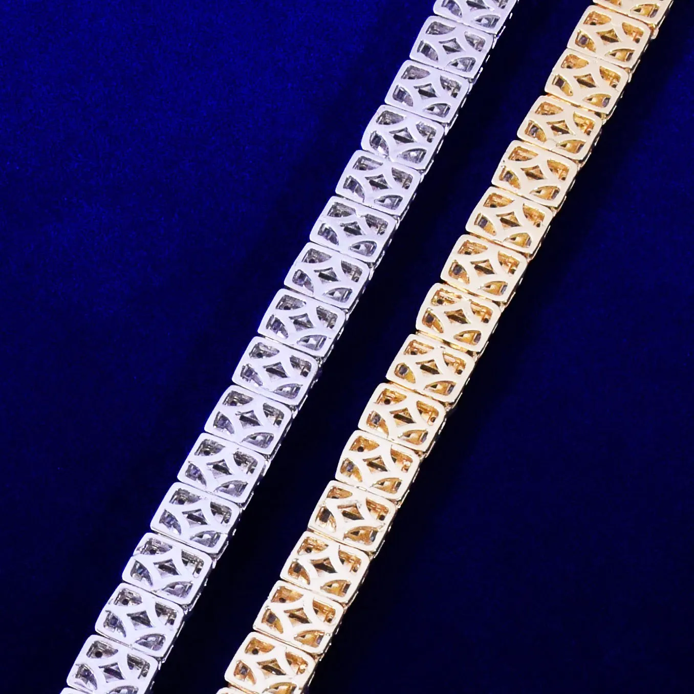 9MM Baguette Zircon Bracelet Chain Trendy Link Gold Color Plated Copper