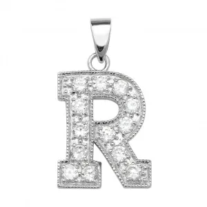 Acotis Silver Pendant Initial with Zirconia Accent G6126/R