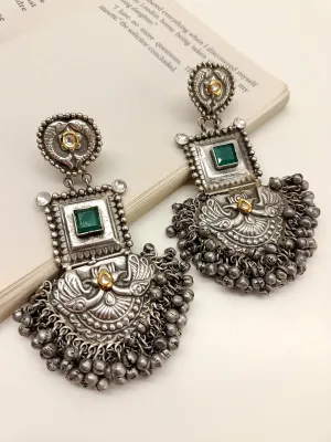 Agni Green Oxidized Earrings