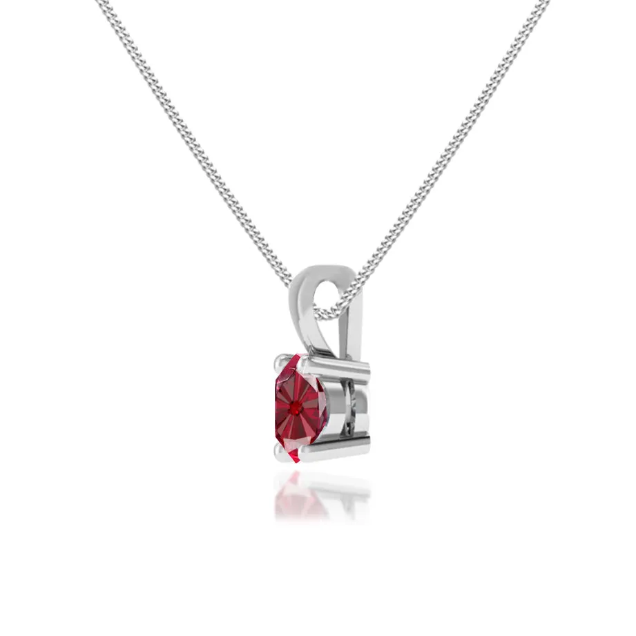 AURORA - Round Ruby 18k White Gold Solitaire Pendant