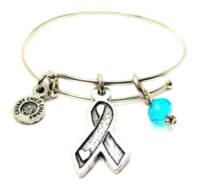 Awareness Ribbon With Heart Bangle Bracelet