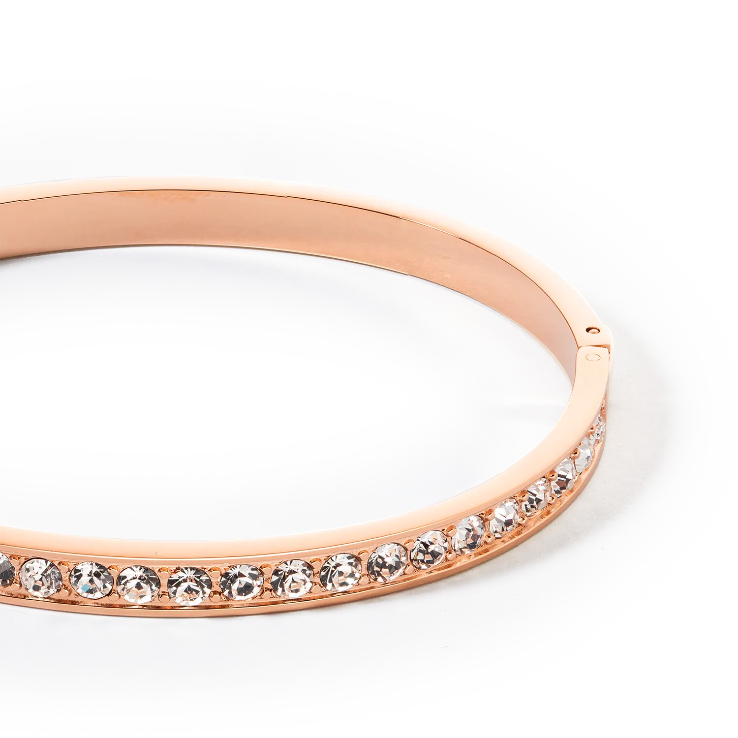 Bangle stainless steel & crystals rose gold crystal (size 19 cm)