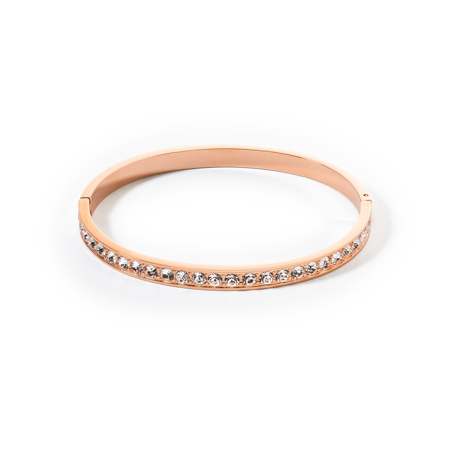 Bangle stainless steel & crystals rose gold crystal (size 19 cm)