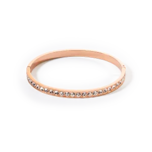 Bangle stainless steel & crystals rose gold crystal (size 19 cm)