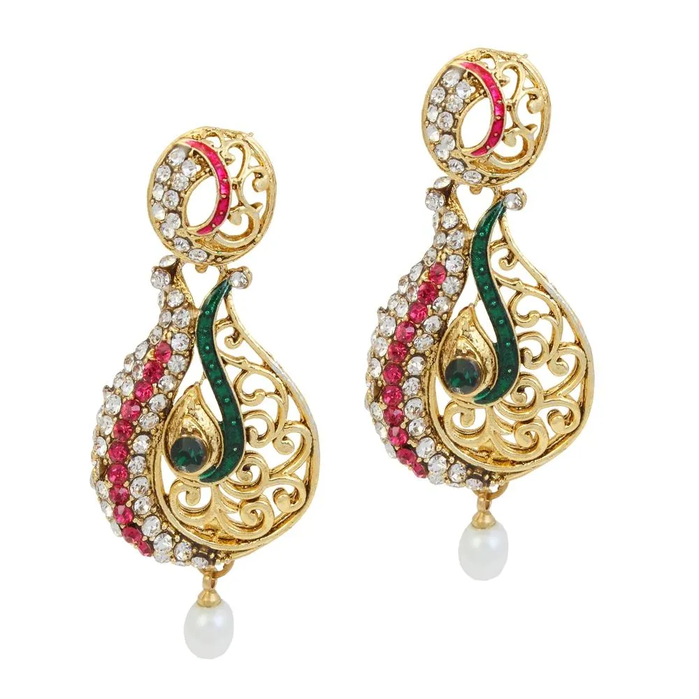 Bhavi Jewels Gold Plated Austrian Stone Dangler Earrings