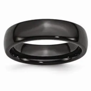 Black Ceramic 6mm Polished Wedding Band Ring