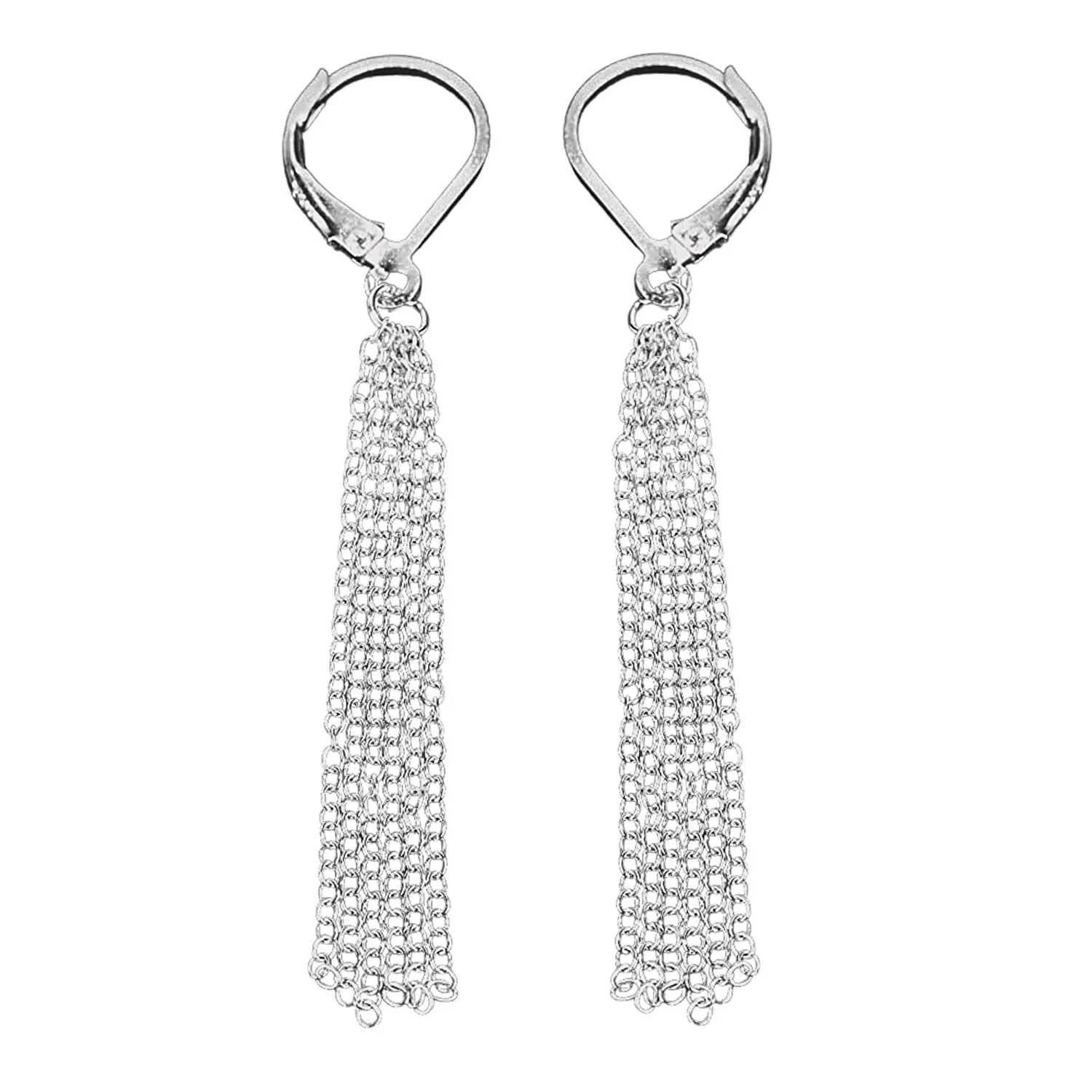 Chain Tassel Leverback Earrings