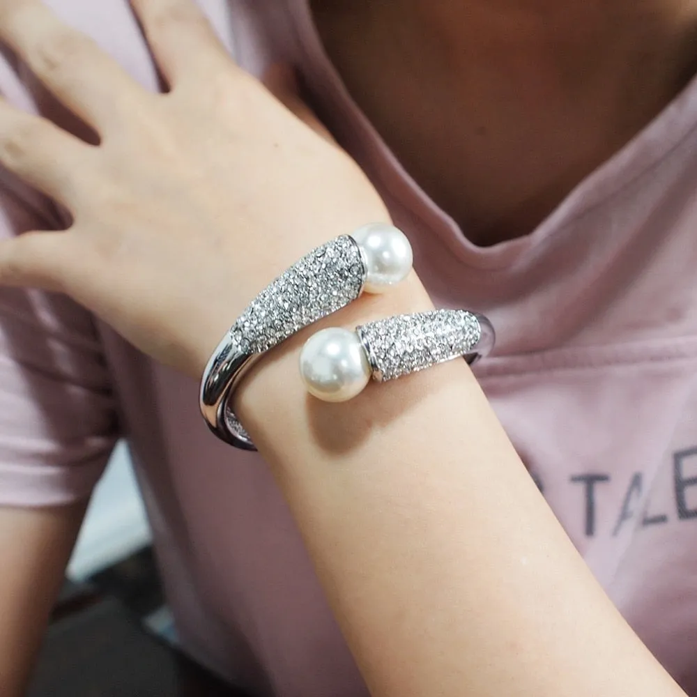 Charm Alloy Pearls Cuff Fashion Bracelets For Women