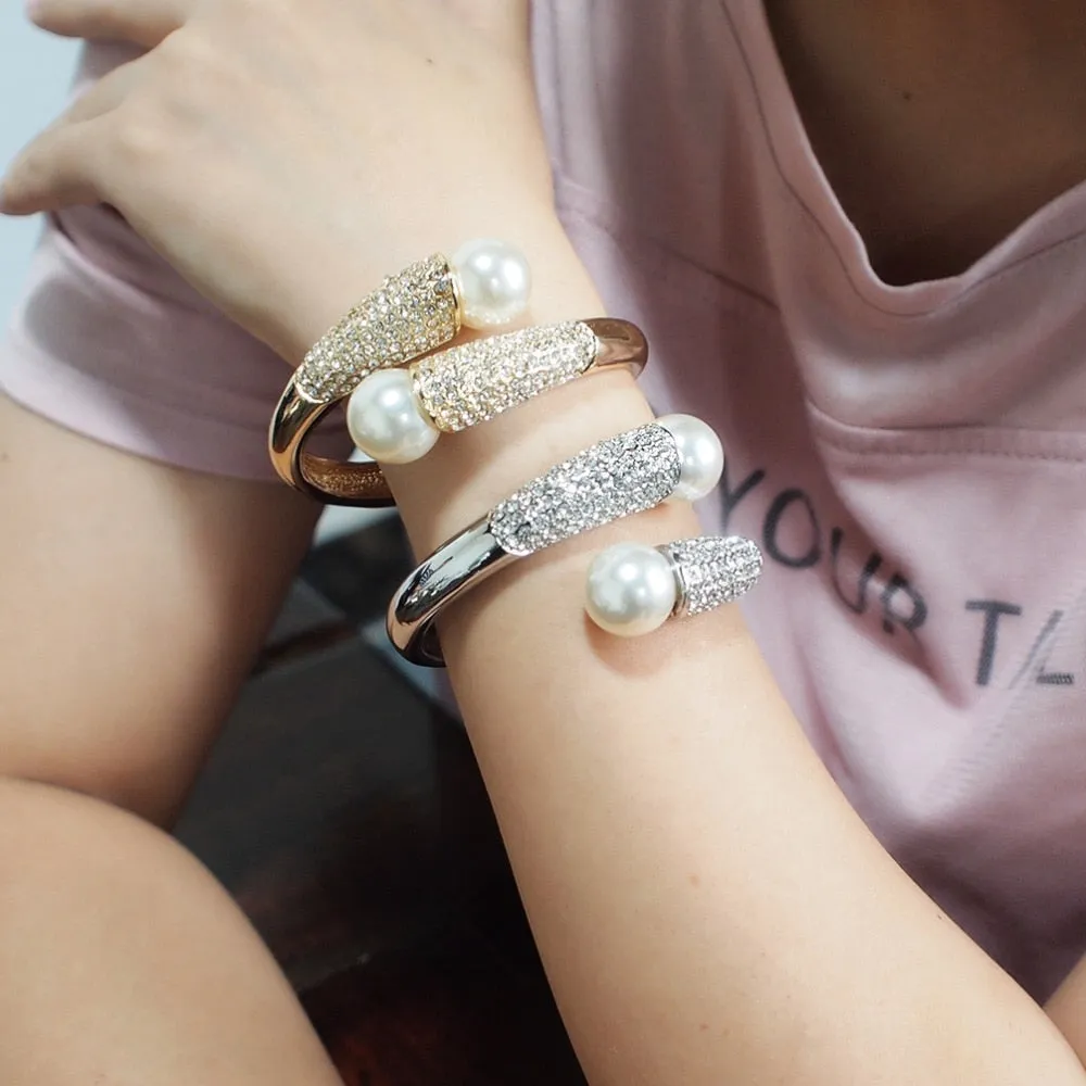 Charm Alloy Pearls Cuff Fashion Bracelets For Women