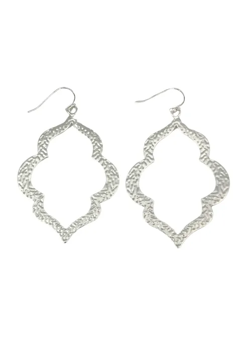 CJ Large Hammered Earrings in Matt Silver