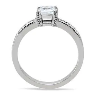 CJ154TK Wholesale Stainless Steel Princess Cut Cubic Zirconia Vintage Inspired Engagement Ring