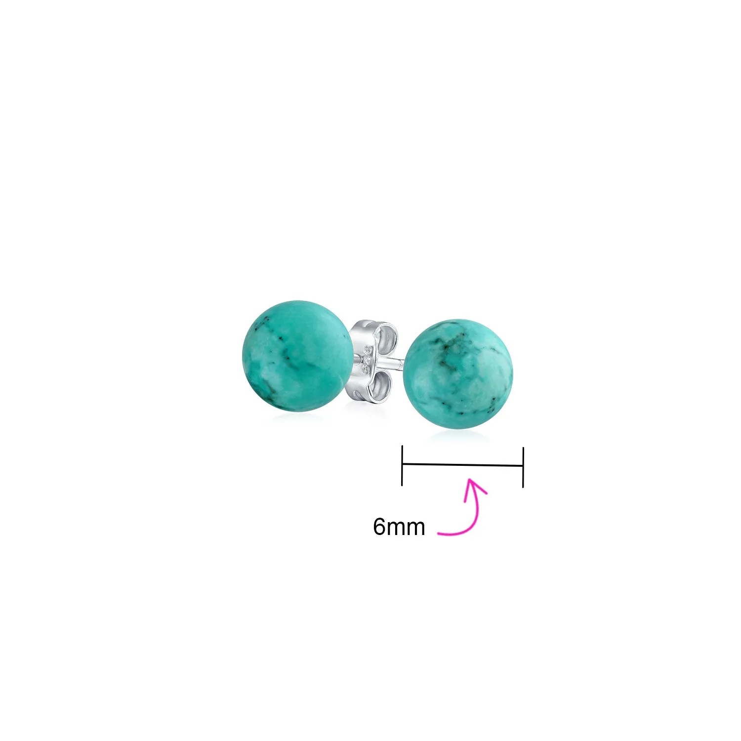 Classic Gemstone Ball Stud Earrings .925 Sterling Silver Birthstone Color Option