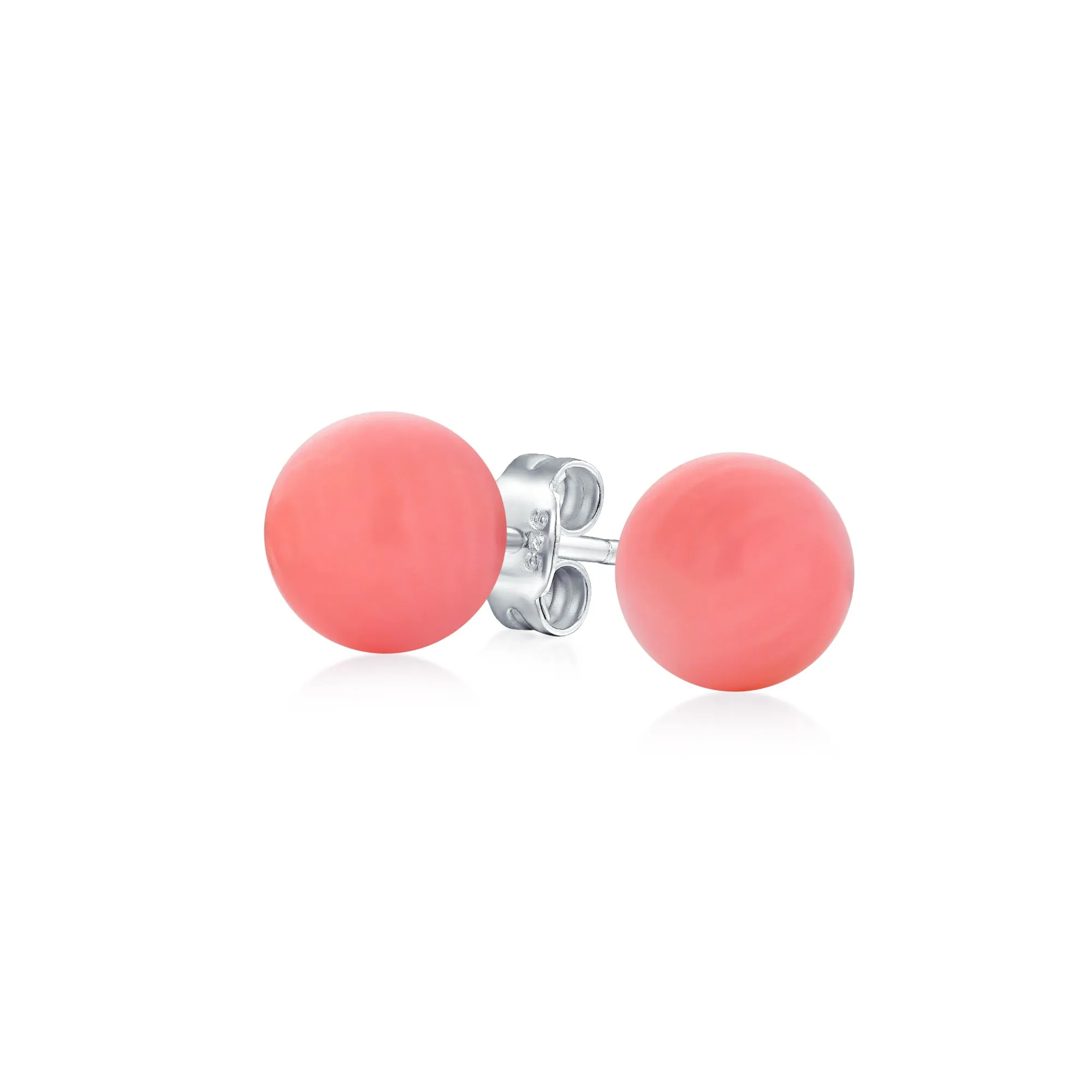 Classic Gemstone Ball Stud Earrings .925 Sterling Silver Birthstone Color Option