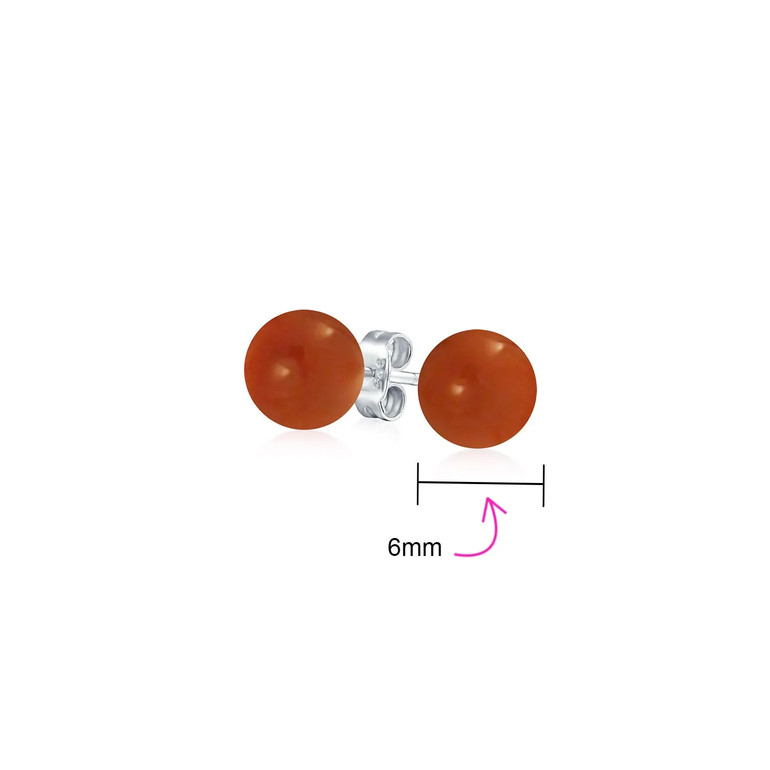 Classic Gemstone Ball Stud Earrings .925 Sterling Silver Birthstone Color Option