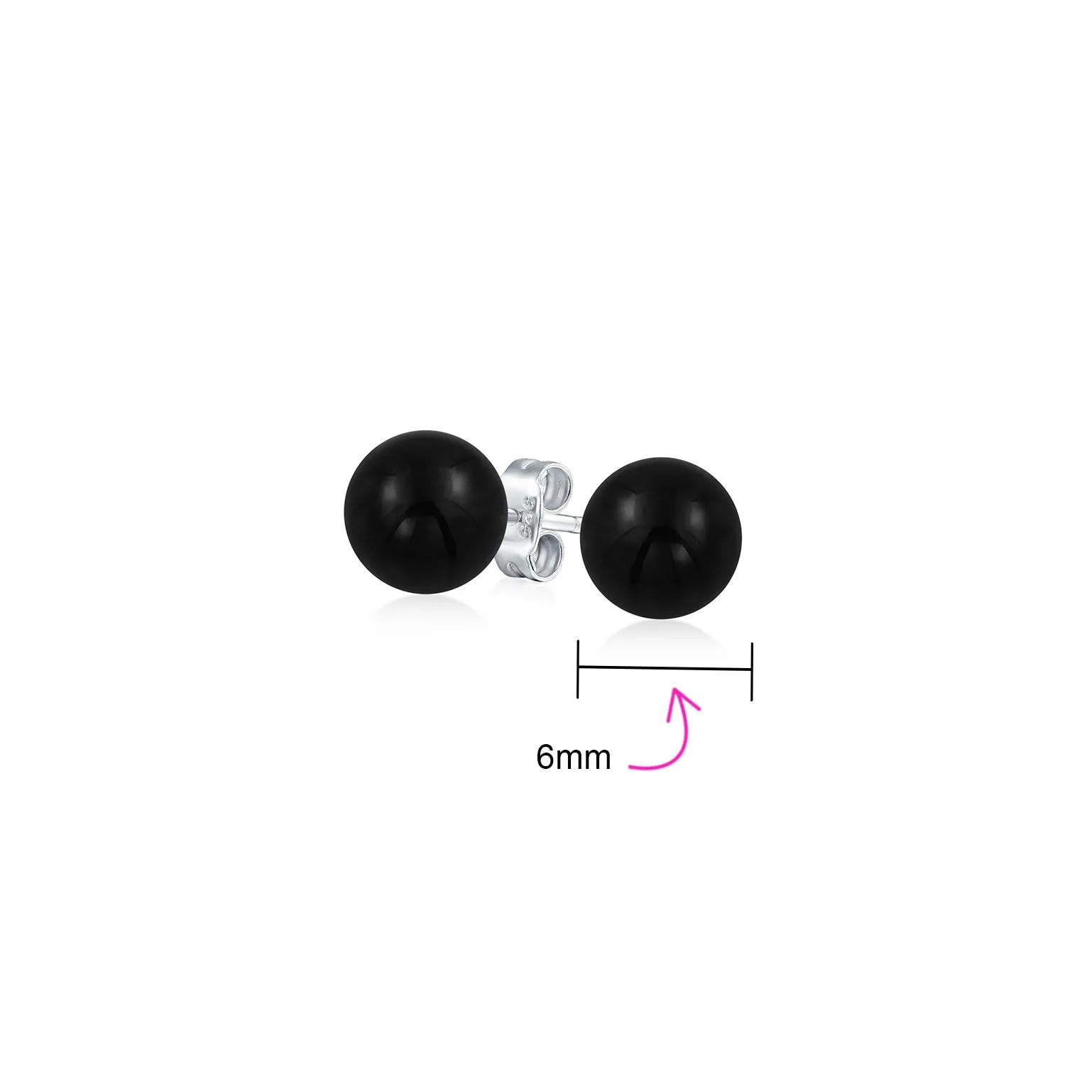 Classic Gemstone Ball Stud Earrings .925 Sterling Silver Birthstone Color Option