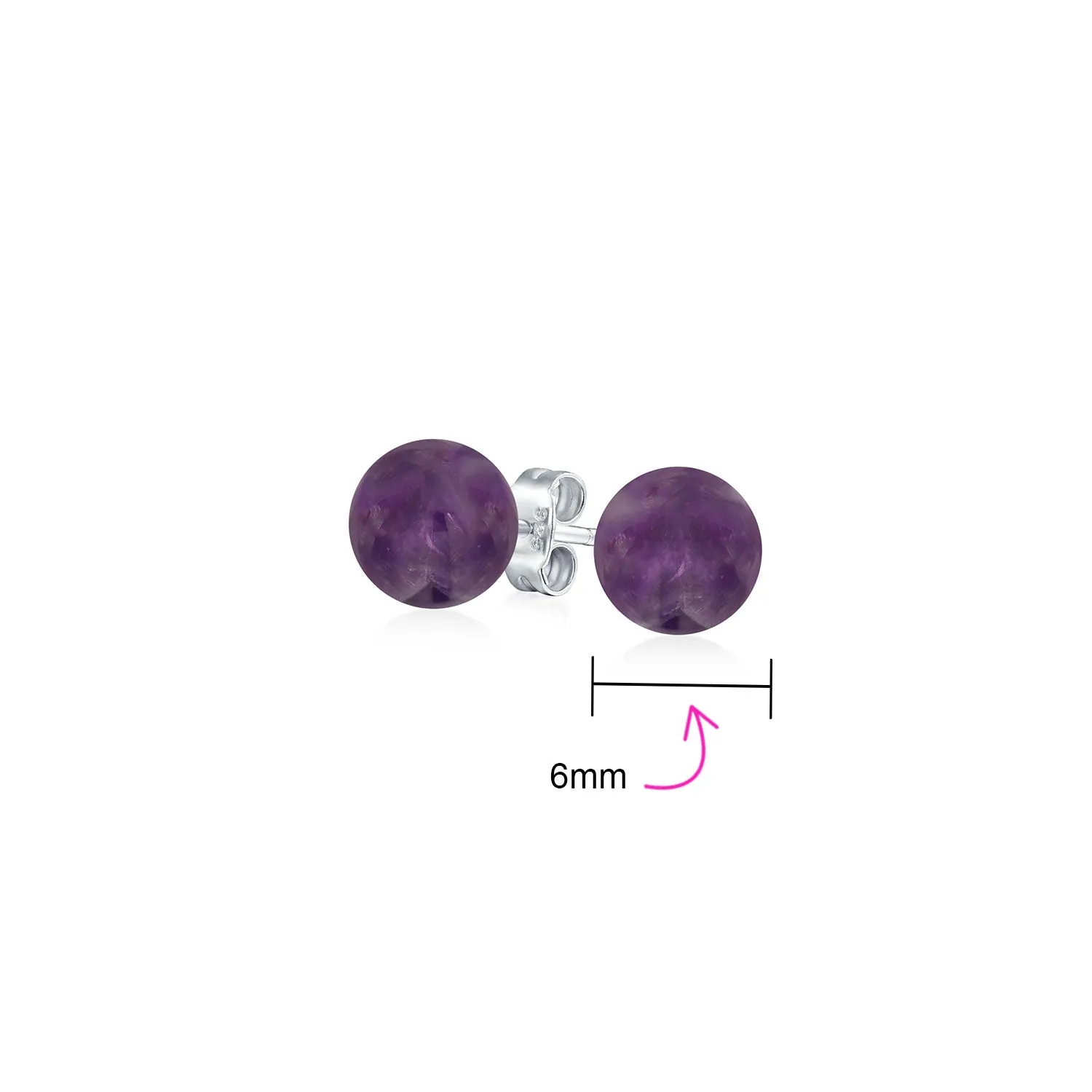 Classic Gemstone Ball Stud Earrings .925 Sterling Silver Birthstone Color Option