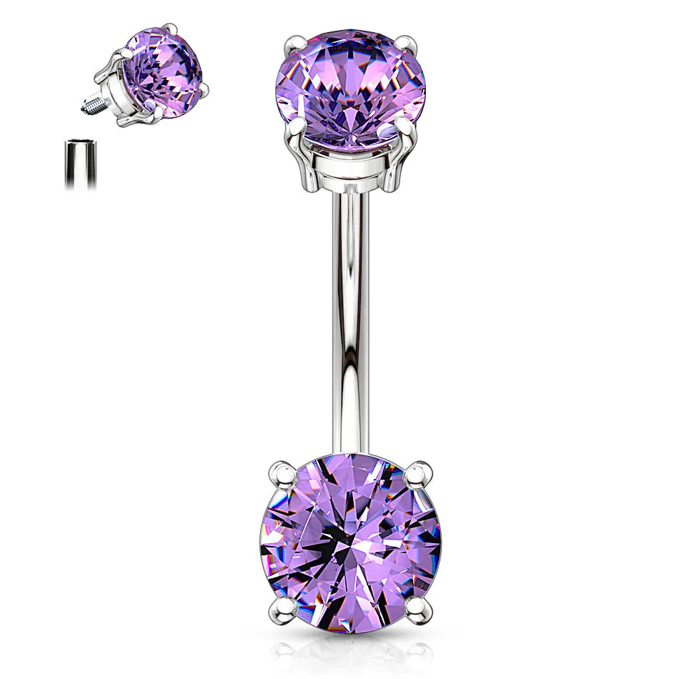 Classic Internally Threaded Gem Belly Bar