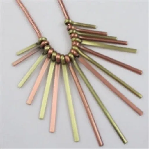 Copper & Brass Unique Fan Pendant Necklace Trendy Style