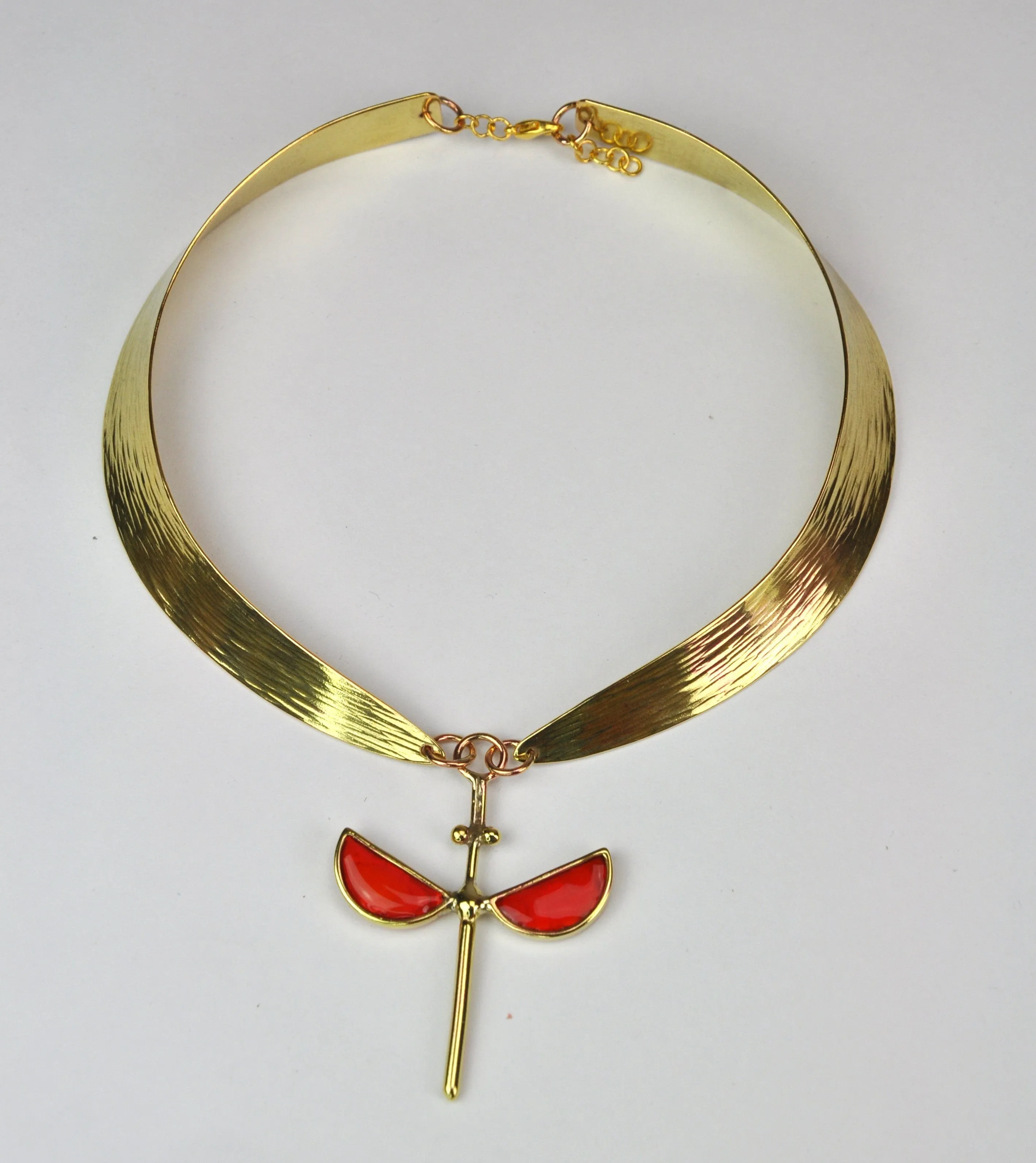 Coral Hammered Bronze Collier - Stephane Szendy