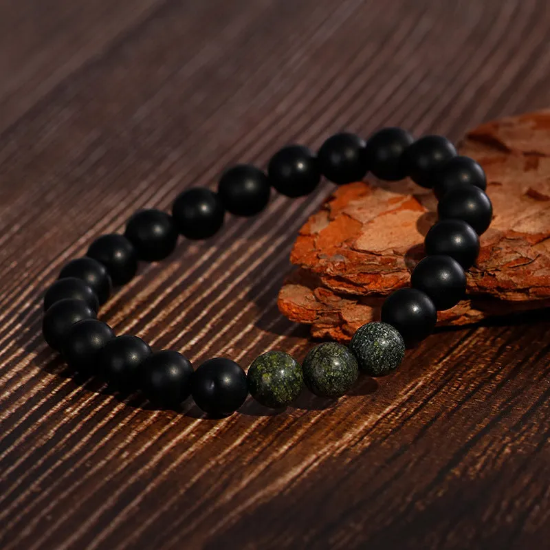 Couple's Matte Black Agate Buddha Bead Bracelets for Men and Women