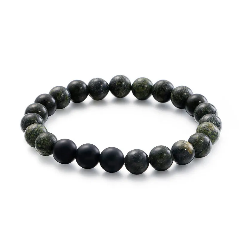 Couple's Matte Black Agate Buddha Bead Bracelets for Men and Women