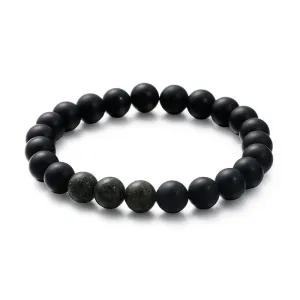 Couple's Matte Black Agate Buddha Bead Bracelets for Men and Women