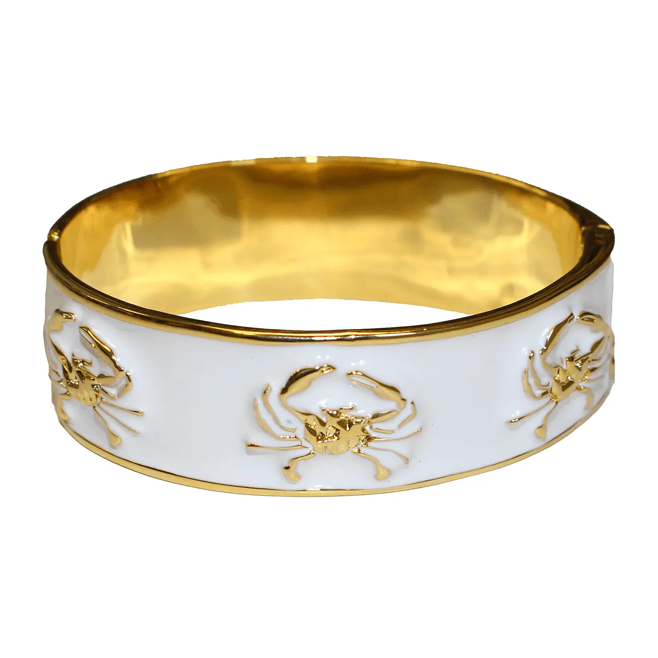 Crab Bracelet (White/Gold) / Enamel Bangle Bracelet