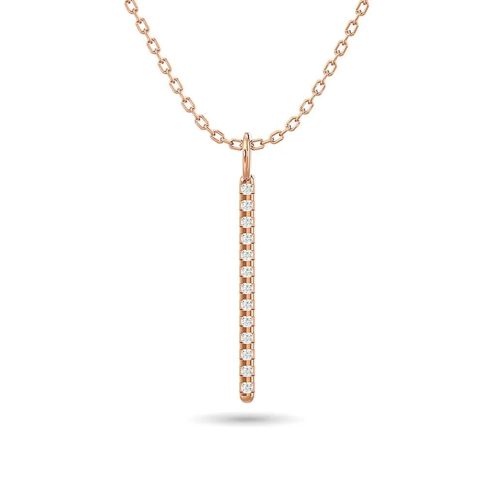 Diamond 1/10 ct tw Bar Pendant in 10K Rose Gold