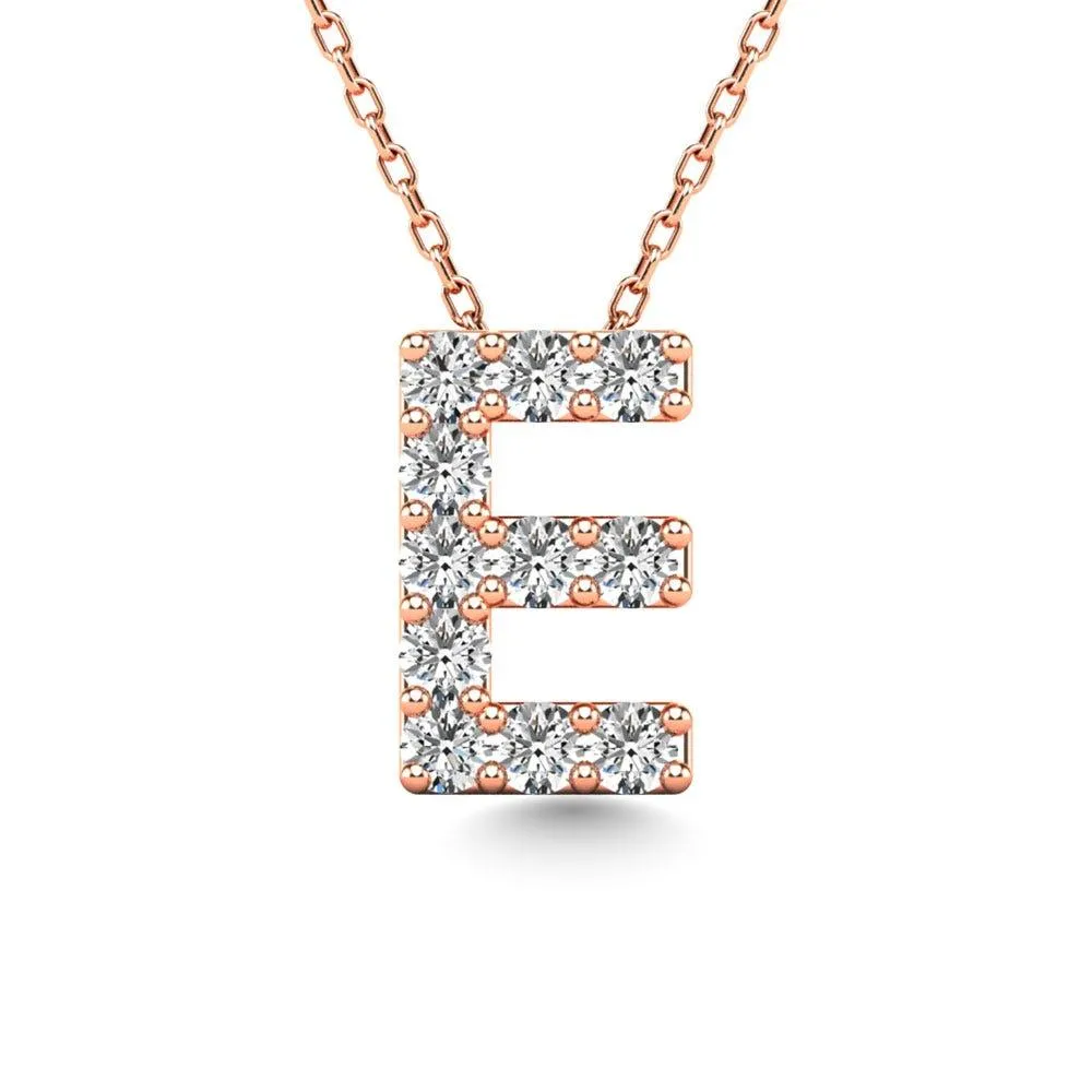 Diamond 1/10 Ct.Tw. Letter E Pendant in 14K Rose Gold"