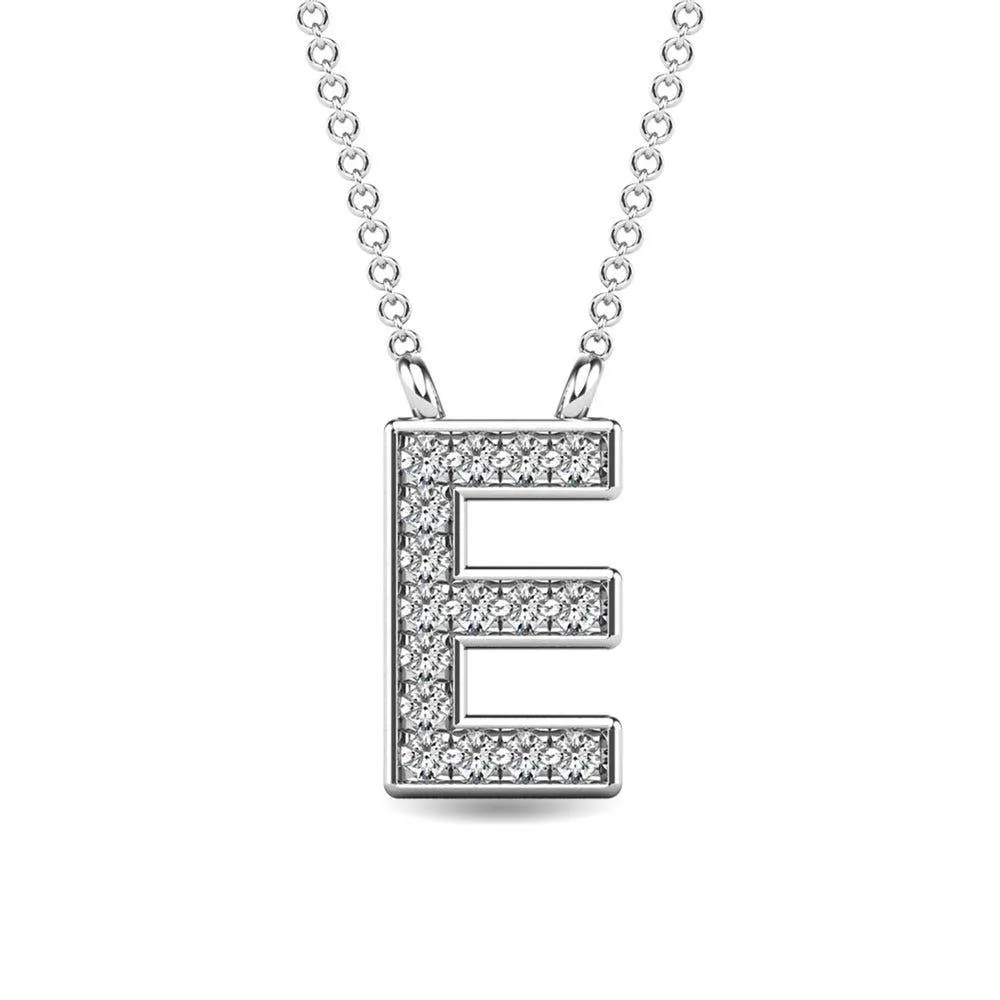 Diamond 1/20 Ct.Tw. Letter E Pendant in 10K White Gold