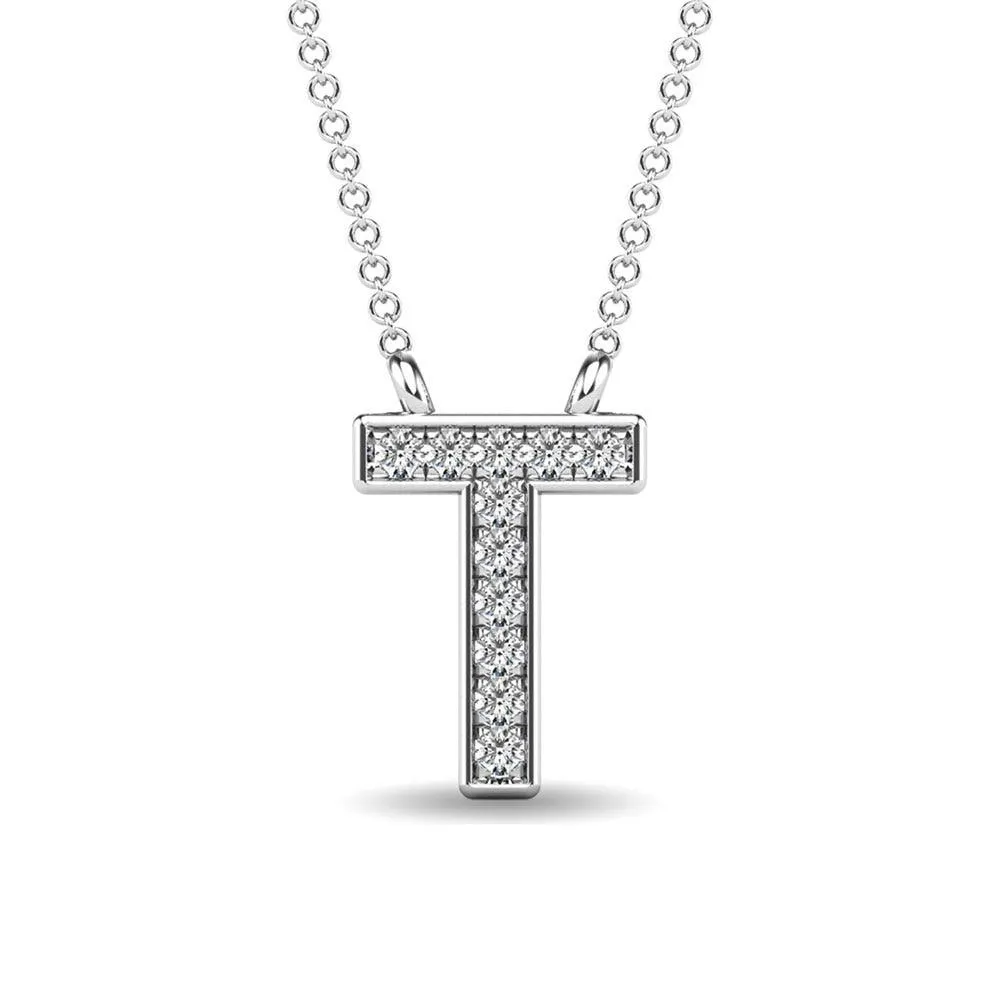 Diamond 1/20 Ct.Tw. Letter T Pendant in 10K White Gold