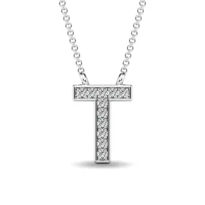 Diamond 1/20 Ct.Tw. Letter T Pendant in 10K White Gold