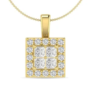 Diamond 1/4 Ct.Tw. Round and Princess Fashion Pendant in 14K Yellow Gold