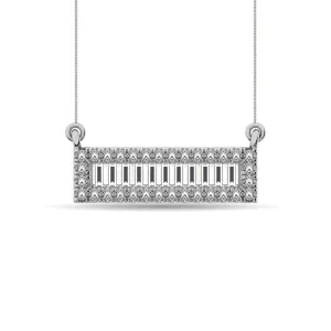 Diamond 1/6 Ct.Tw. Round and Baguette Fashion Necklace in 10K White Gold