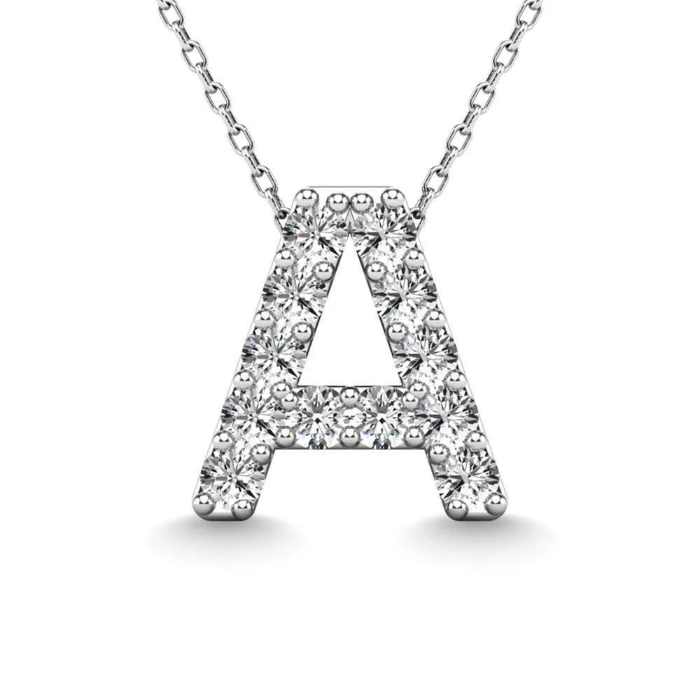 Diamond 1/8 Ct.Tw. Letter A Pendant in 14K White Gold"