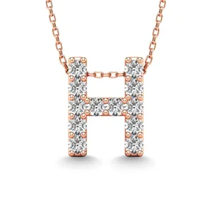 Diamond 1/8 Ct.Tw. Letter H Pendant in 14K Rose Gold"