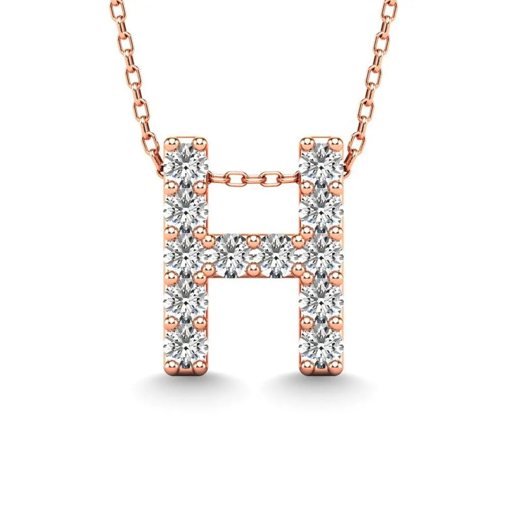 Diamond 1/8 Ct.Tw. Letter H Pendant in 14K Rose Gold"