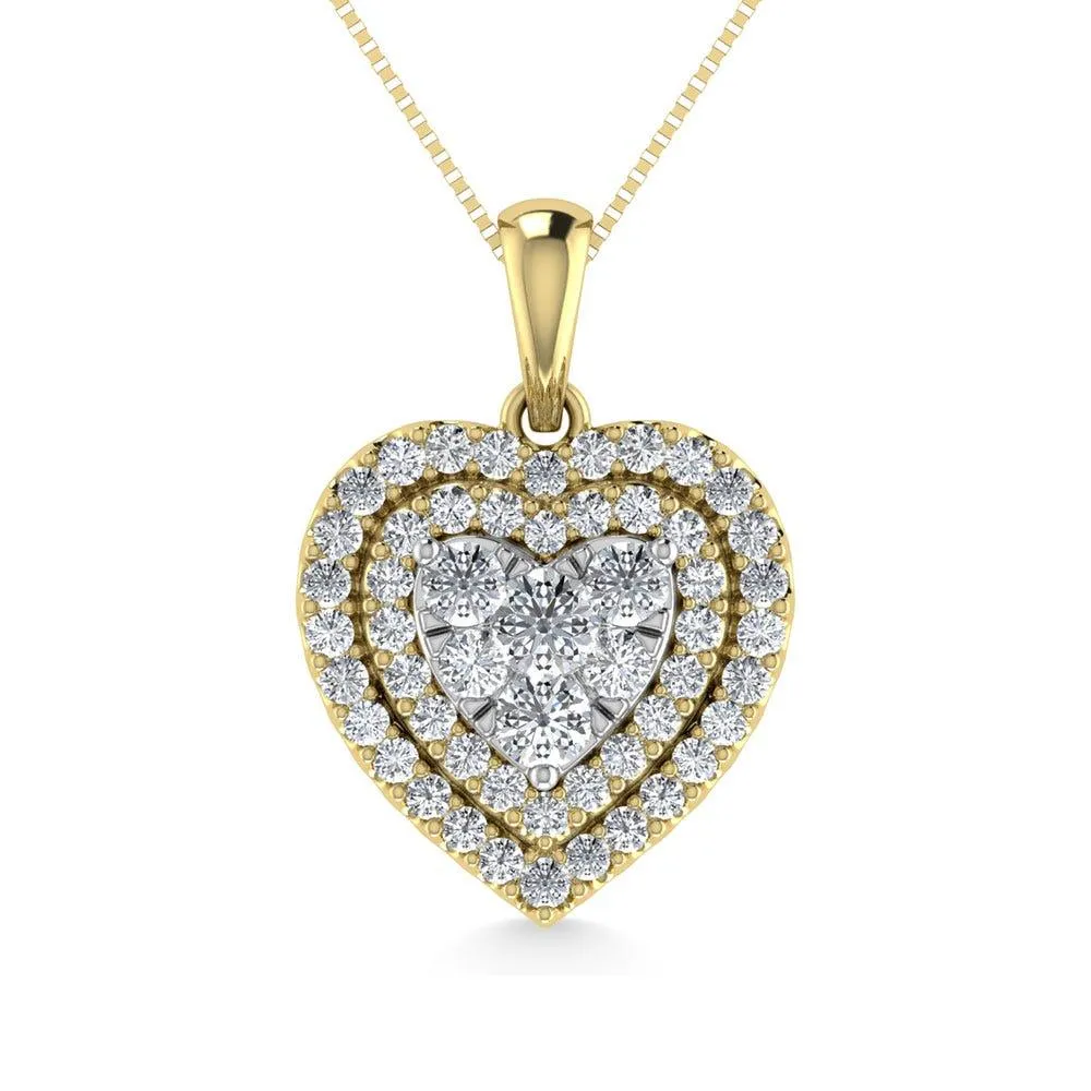 Diamond 3/4 Ct.Tw. Heart Pendant in 14K Yellow Gold