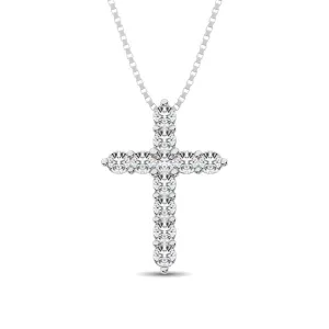 Diamond 3/5 Ct.Tw. Cross Pendant in 14K White Gold