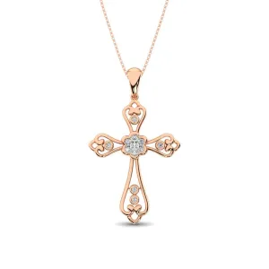 Diamond Accented Lacy Cross Pendant 1/6 Ct.Tw