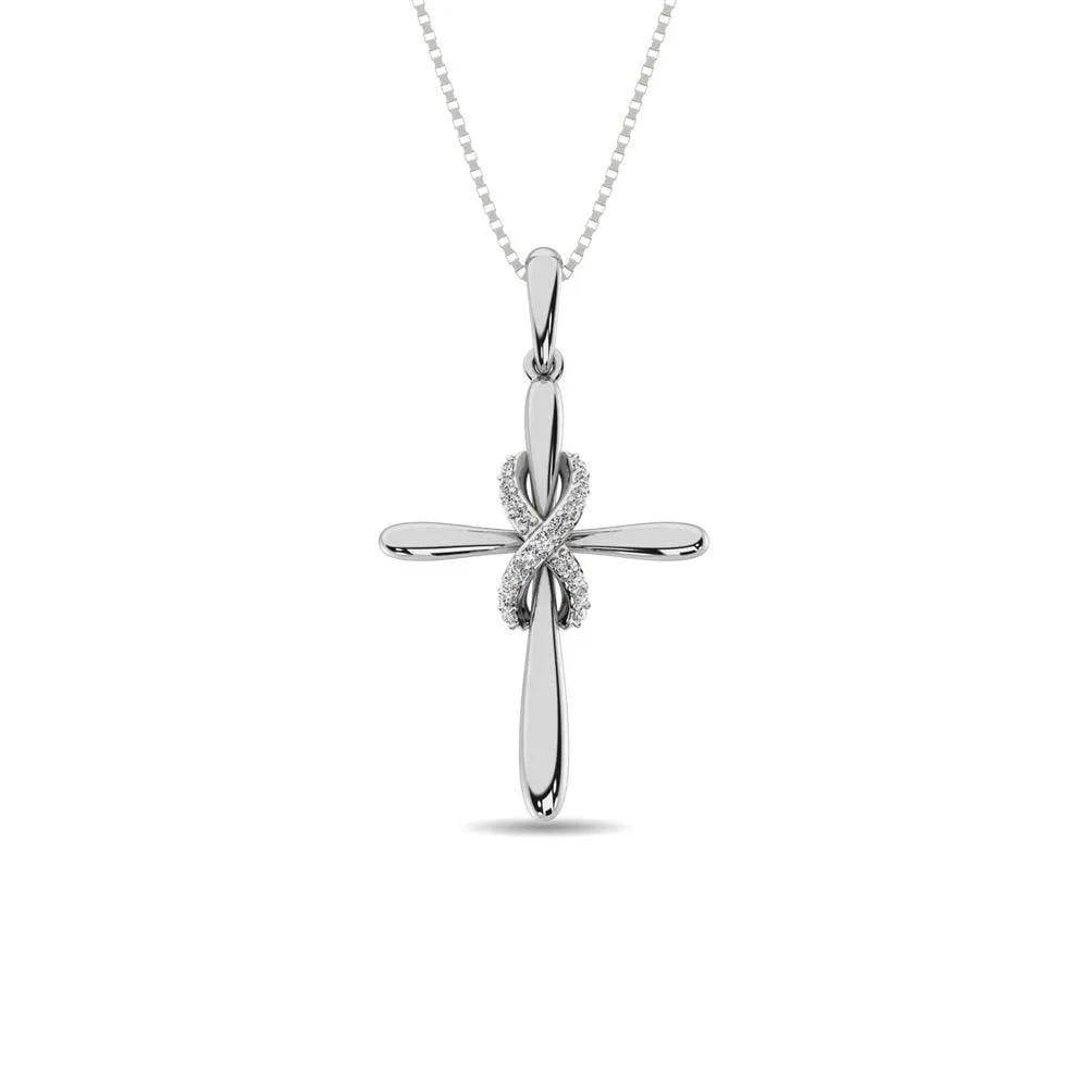 Diamond Cross Pendant 1/20 ct tw in 925 Sterling Silver