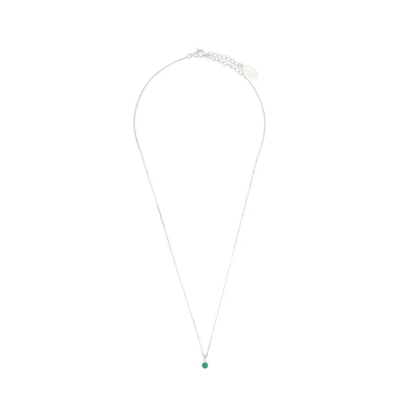 Diamonds by Georgini - Natural Green Agate and Diamond May Pendant Silver